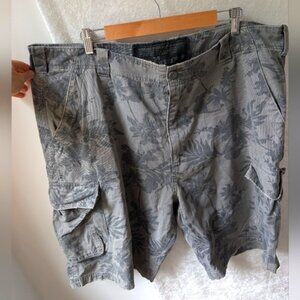 Parts 42 Cargo Shorts Palms Floral Slate Grey Black